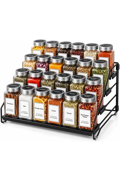 GENERAL Uandhome 4 Tier Spice Rack Organizer, Adjustable Depth Seasoning Rack...