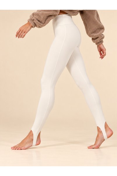 TÜKATO Women's White Color Fleece Lined High Waist Gathering Heeled Winter Shapewear Fuzo Tights
