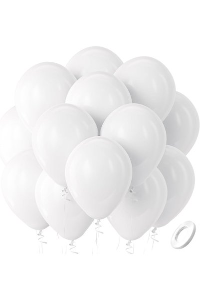 Generic بالونات 12 بوصة، بالونات لاتكس بيضاء 100 قطعة بالونات حفلات لأعياد ال...