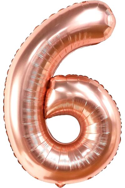 Generic كاتش أون، بالون رقم 6 عملاق باللون الذهبي الوردي - 40 بوصة |   بالون ...