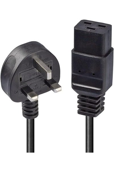 Generic 2m UK 3 Pin Plug to IEC C19 Power Cable Black