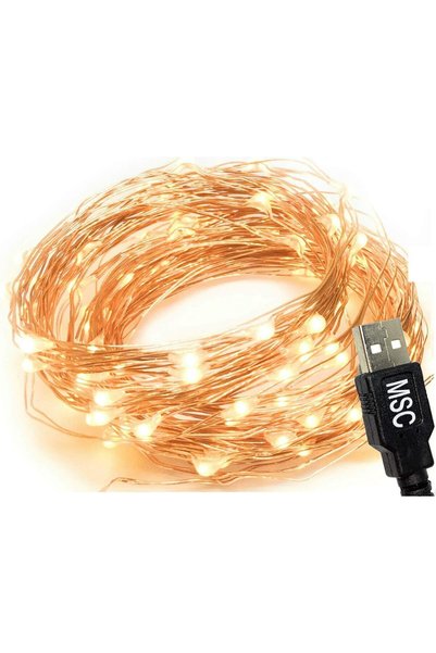 Generic - 33 قدمًا / 10 أمتار - 100 * مصباح LED يعمل بالطاقة عبر USB بلون أبي...