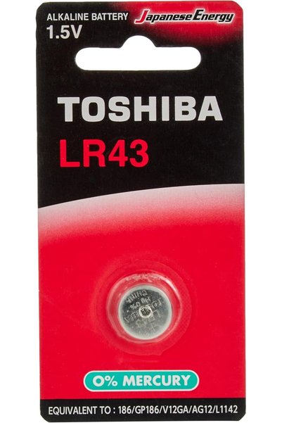 Generic LR43 Alkaline 1.5V Battery BP-1C Equivalent to: 186, GP186, V12GA, AG...