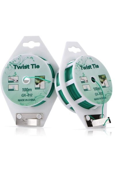Generic 2 Reels 328 Feet (100m) Twist Tie, Green Coated Garden Plant Ties wit...