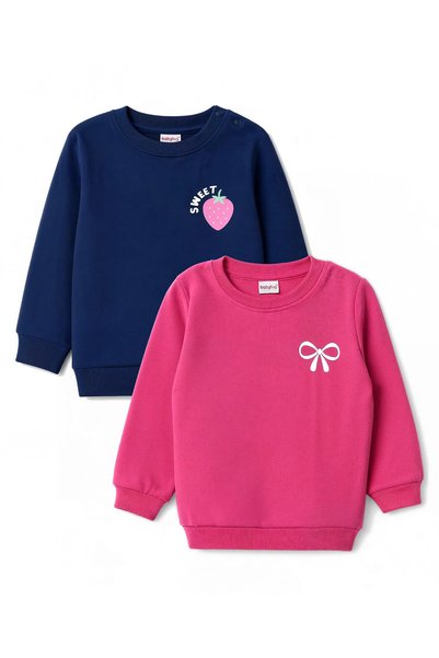 Baby Hug Babyhug Heavy Gauge Terry Knit Full Sleeves Sweatshirt with Bow & St...