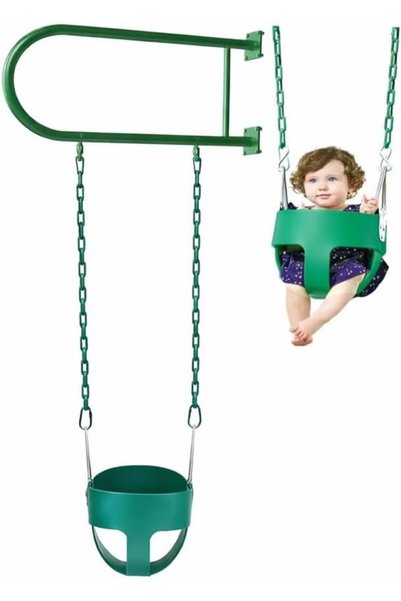 Generic أرجوحة أطفال جدارية، أرجوحة جدارية حديدية مع مقعد أرجوحة للأطفال وسلا...