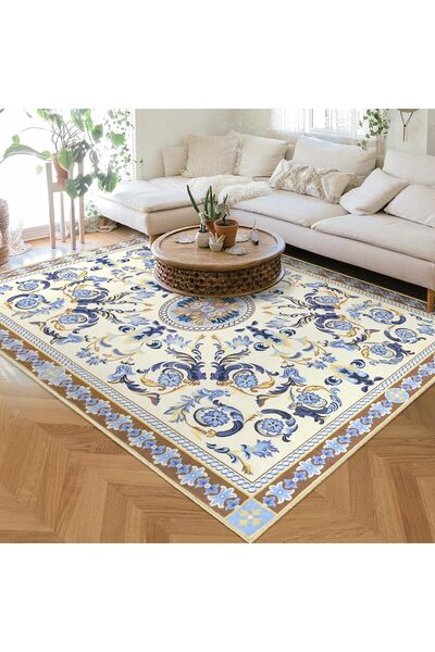Generic سجاد داخلي أزرق مقاس 160×230 سم، سجاد لغرفة المعيشة، سجاد أرضي ناعم ب...