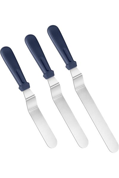 Generic Angled Icing Spatulas for Cake Decorating, Set of 3 (Midnight Blue)