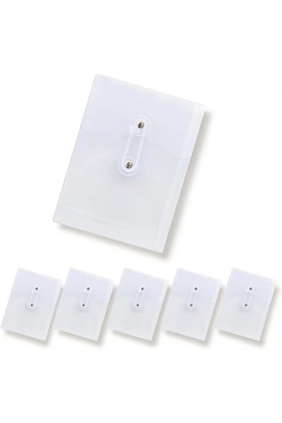 Generic 5-Pack Clear A6 Envelopes with Snap Button & String Closure - Reusabl...