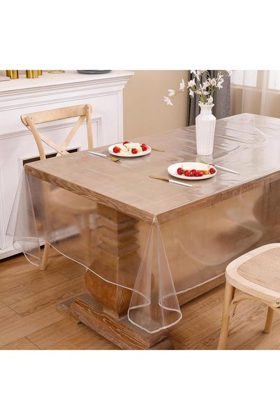 Generic Clear Vinyl Tablecloth, 140x140cm Heavy Duty Transparent Plastic Tabl...