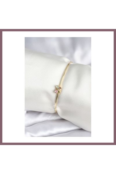Generic Brand Colorful Butterfly Figure Gold Color Brass Women's Bracelet Bzss