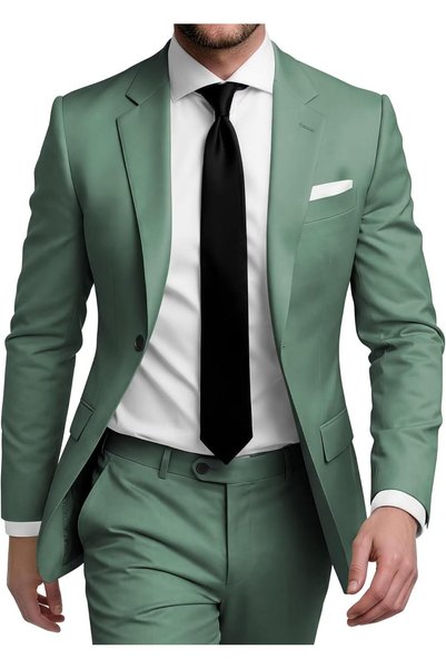 Generic Mens Suits Regular Fit 2 Piece Suit Men One Button Blazer Pants Suit ...