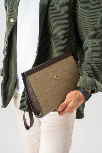 MEGA BAG Men's Handbag Clutch Model with Wrist Strap