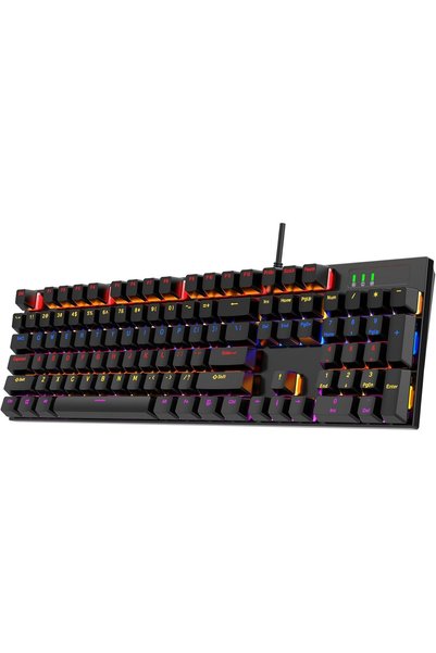 Generic لوحة مفاتيح ميكانيكية للألعاب مع إضاءة خلفية LED، 104 مفتاح، استجابة ...