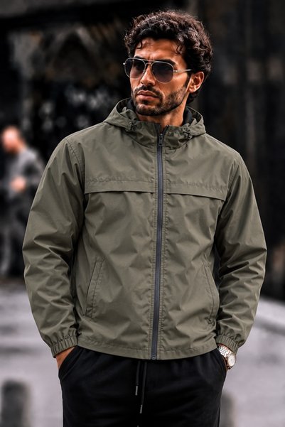 DAMGA JEANS Men's Hooded Zippered Premium Seasonal Raincoat