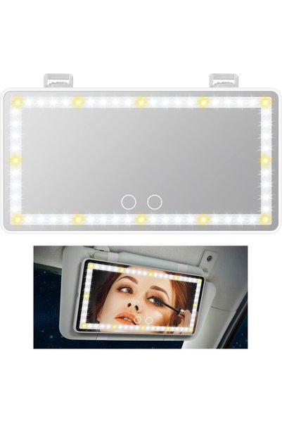Generic مرآة مكياج للسيارة مع إضاءة LED، مرآة مضاءة للسيارة مع 60 مصباح LED، ...