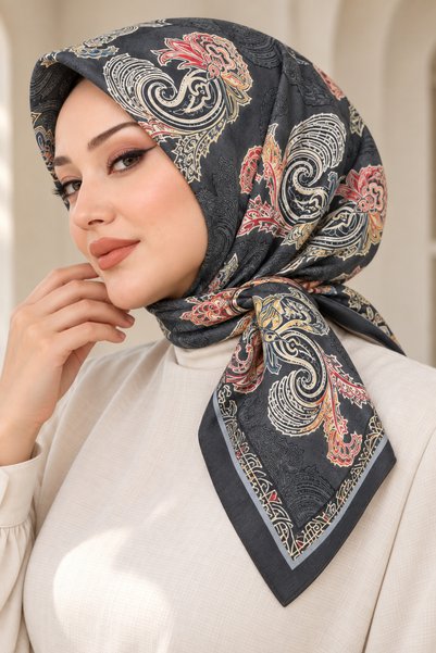 Big ModaEbrar وشاح ناعم منقوش - 096