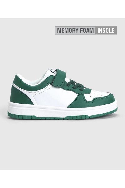 Bonfino Solid Panelled Velcro Closure Casual Shoes - White/Green