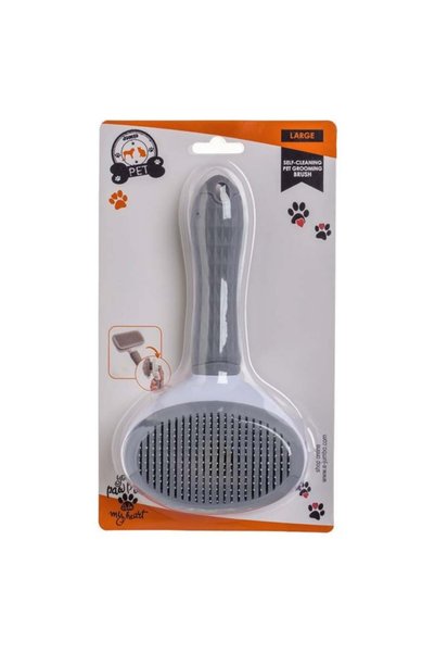 ANTBRO Perie pentru Câini Gri cu Mecanism de Autocurățare 19cm, ANTBRO®
