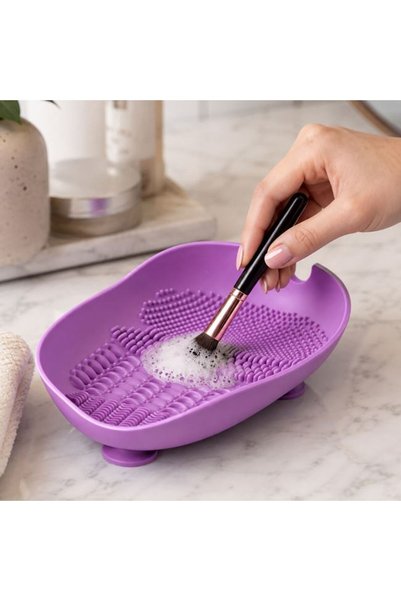 ANTBRO Bol din Silicon Mov Lila 16x10x4cm cu Ventuze pentru Curățarea Pensule...