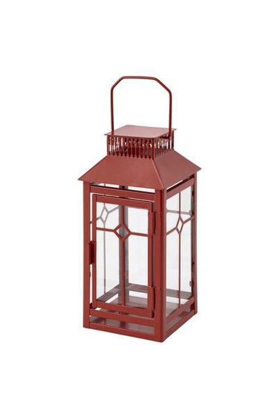 IKEA VINTERFINT fener, kırmızı, 22 cm, iç-dış mekan