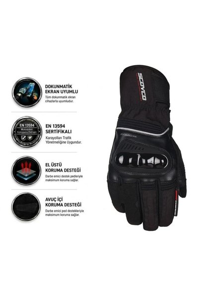 Scoyco MTR83 Siyah Motosiklet Eldiveni Uzun Full Koruma Kışlık WaterProof Mot...