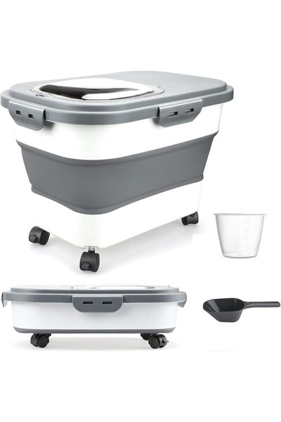 Generic Rice Storage Containers with Scoop and Measuring Cup, Collapsible 10 ...
