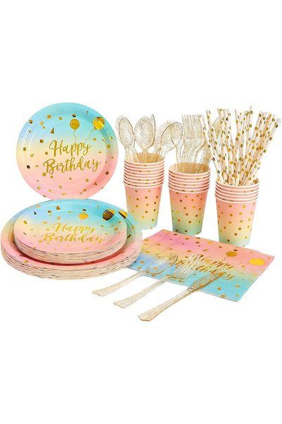 Generic 201-Piece Disposable Dinnerware Set Fast Party Cleanup Birthday Party...