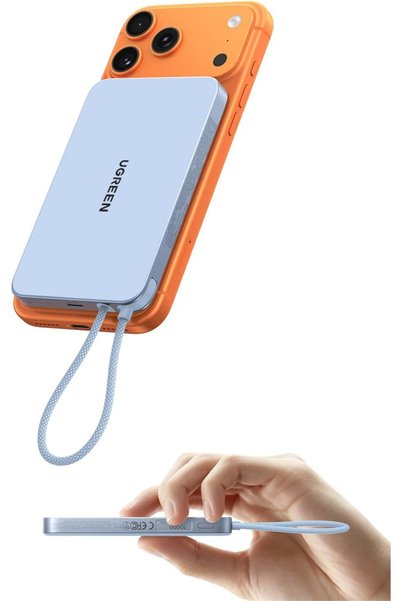 Generic بنك طاقة بقوة 15 واط وسعة 10000 مللي أمبير مع كابل USB-C بقوة 30 واط،...