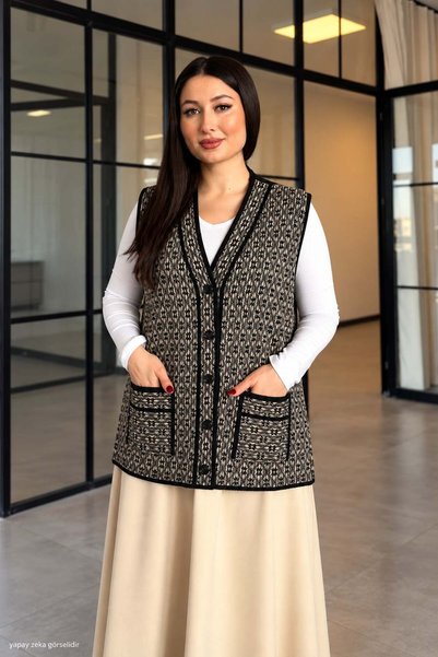 ModaPlaza Women's Kilim Patterned Knitwear Vest