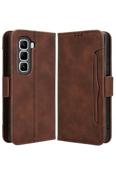 XGSM Husă tip carte pentru Infinix Hot 50 Pro+ 4G, cu slot pentru carduri, Maro