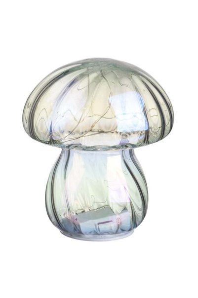 ANTBRO Lampă de Masă Ciupercă din Sticlă Irizată cu 15 LED-uri Alb Cald Ø14x1...