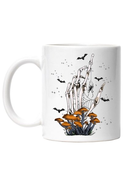 INOVATIX Personalized white mug, a handful of skeletons coming out of the gro...