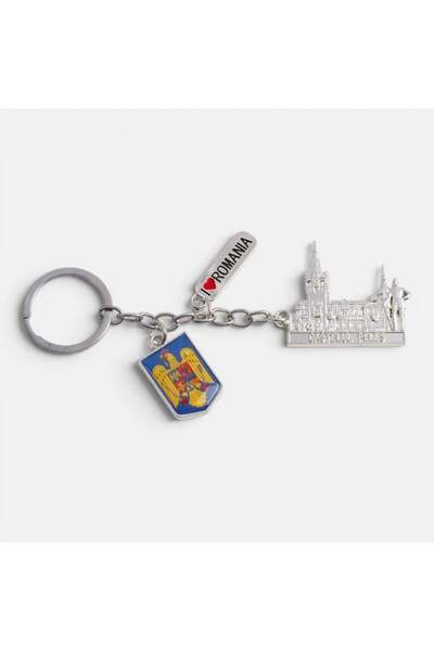 ANTBRO Breloc Metalic Suvenir cu Charm România, Stema Țării, ANTBRO®
