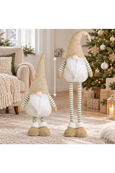 UnderShop Christmas Decorative Figurine Gnome with Telescopic Legs and Gold S...