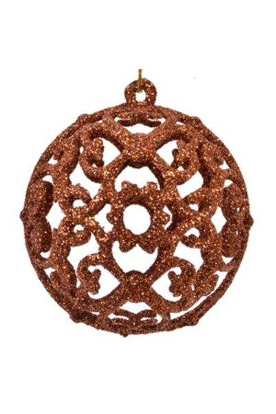 ANTBRO Set 6 Globuri de Crăciun Bronz cu Model și Glitter Ø6cm, ANTBRO®