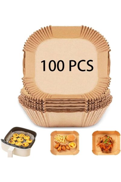 Generic ورق مربع للقلاية الهوائية مقاس 20 سم، 100 قطعة، مقاوم للزيت والماء، ي...