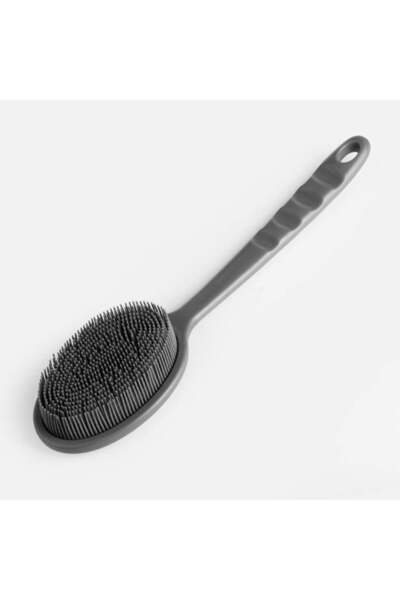 ANTBRO Burete de Baie din Silicon Gri cu Două Fețe și Mâner Lung 34x8x3cm, AN...