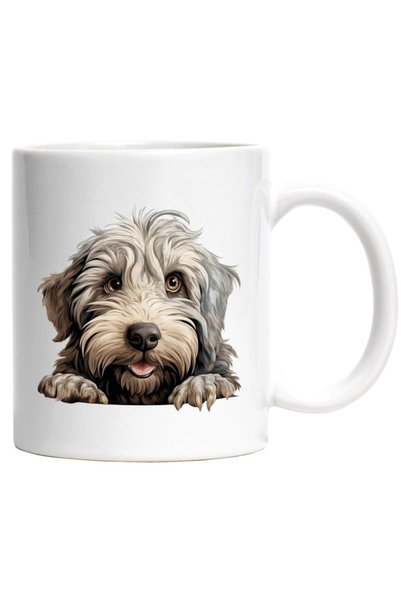 INOVATIX Personalized white mug, a happy furry puppy, waiting to play with hi...