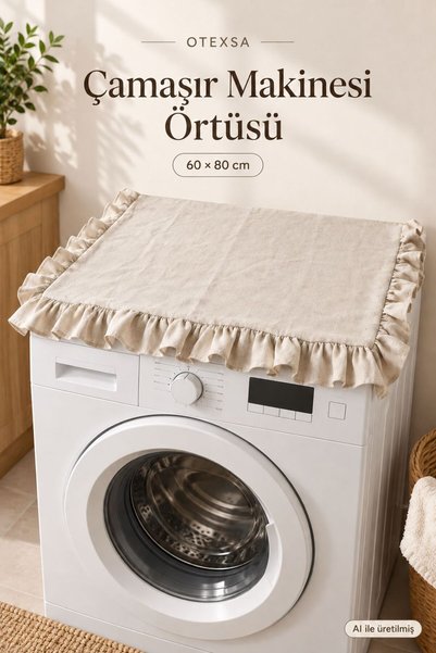 OTEXSA Pamuk Keten Fırfırlı Çamaşır ve Kurutma Makinesi Üst Örtüsü 60 x 80 cm...
