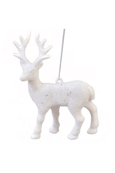 ANTBRO Ornament Brad de Crăciun Cerb Alb cu Glitter Argintiu 12.5cm, ANTBRO®