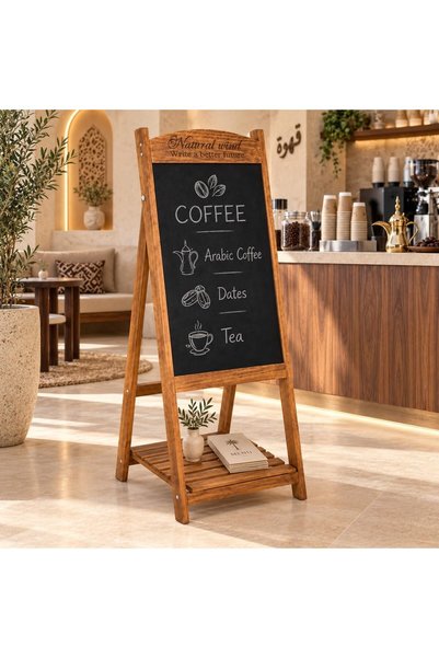 Generic لافتة سبورة مغناطيسية مع رف، إطار خشبي على شكل حرف A بطول 110 سم، لون...