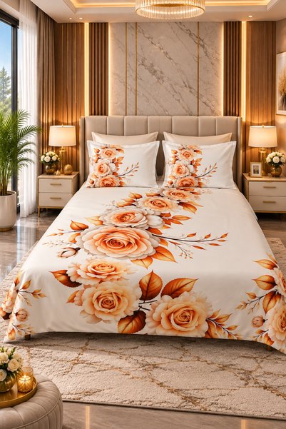 AYBERK HOME TEXTİLE Bi̇hter 5D Cotton Double Duvet Cover Set with 6-Piece Fit...