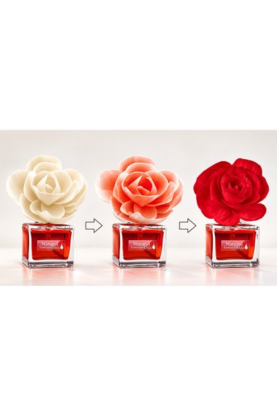 Elix Odorizant de camera Bloom at Home, difuzor de parfum cu floare decorativa, Trandafir Clasic (Classic Rose), 100 ml