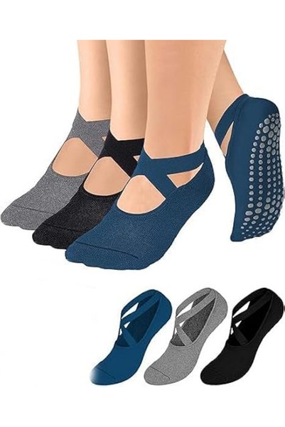 AQUAFALCON Pilates Grip Socks for Women Non Slip Skid Yoga Socks with Grips S...