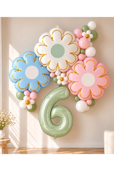 ALYA Set de decorațiuni pentru ziua de naștere „PARTY 6 ANI” cu baloane din f...