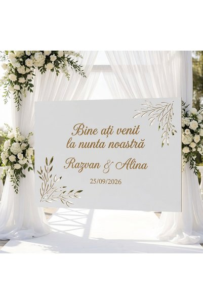 Atelier Creativ Panou de întâmpinare nuntă din HDF gravat și decupat – person...