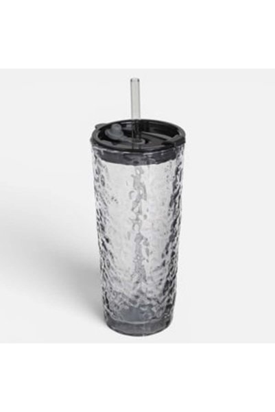 OEM Pahar din Sticla "Muse" Smoky cu Pai 520ml