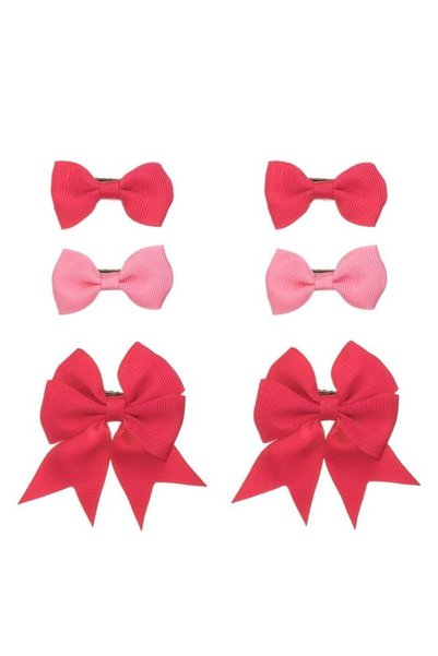 ANTBRO Set 6 Clame de Păr cu Fundițe 3D Roz Fucsia în 2 Mărimi pentru Fete, A...