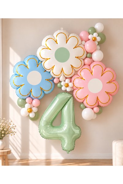 ALYA SET DE DECORAȚIUNI DE ZI DE NAȘTERE „PARTY 4 ANI” – Set de decorațiuni d...